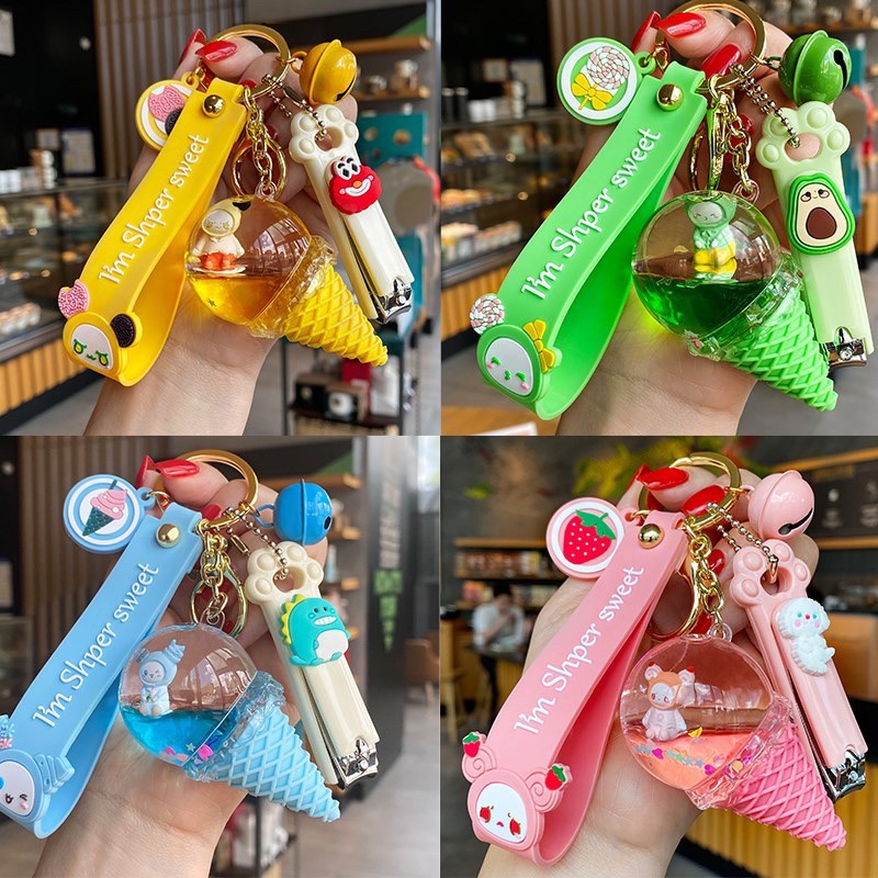 Móc khóa kem pha lê hoạt hình dễ thương Viễn Dương Computer