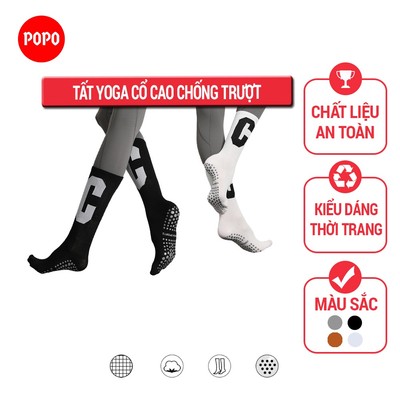 Tất Yoga chống trượt YGS13 POPO cổ cao chữ C êm ái, tránh hôi chân, đảm bảo an toàn