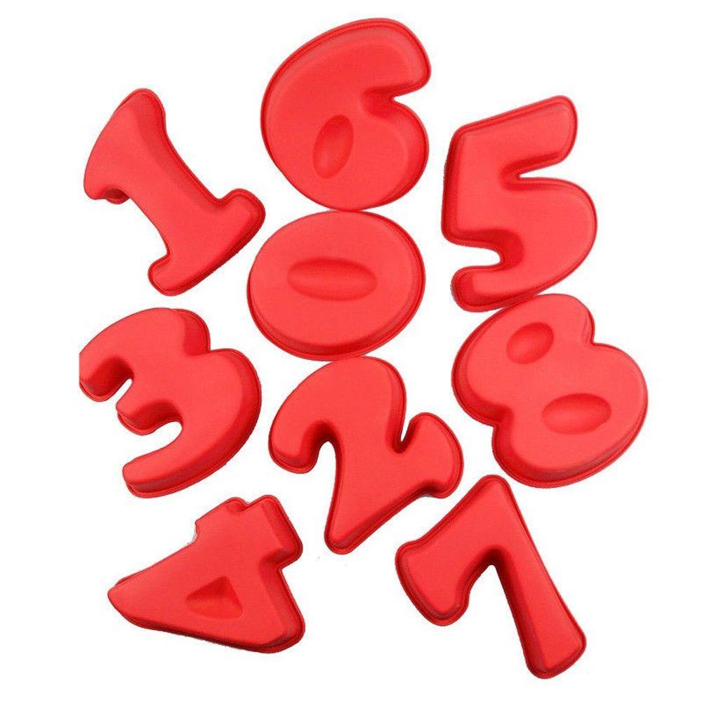 PINEVN Khuôn Silicone Làm Bánh Hình Số 0-8 Màu Sắc Ngẫu Nhiên