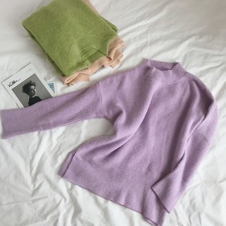 Áo len mịn oversize cổ tròn