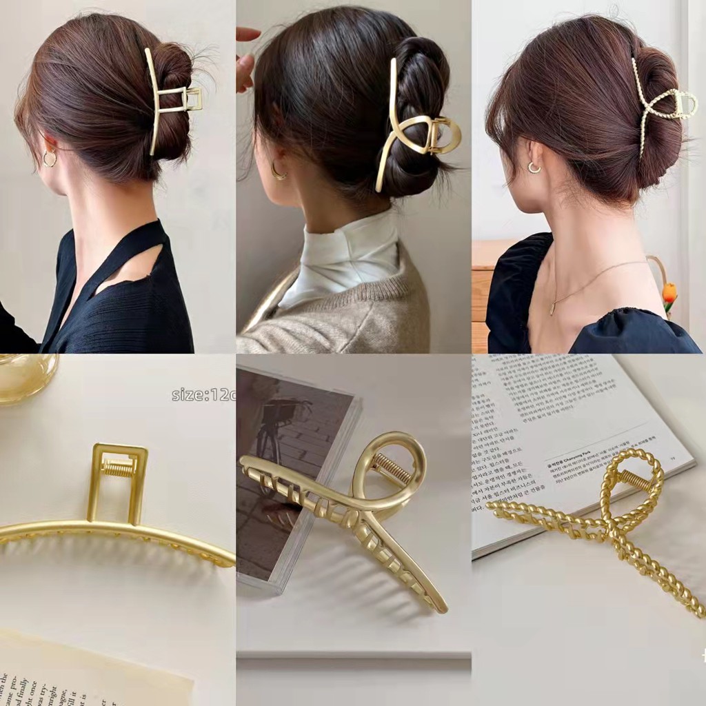 Kẹp Tóc Kim Loại Hình Vuông Phong Cách Hàn Quốc