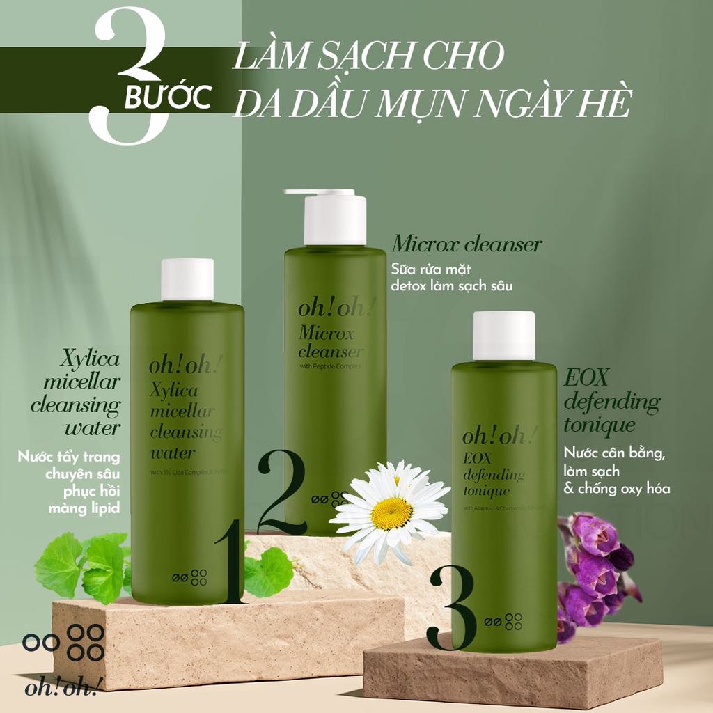 Nước tẩy trang chuyên sâu phục hồi màng Lipid oh!oh! Xylica Micellar Cleansing Water (with 1% Cica Complex &amp; Xylitol)