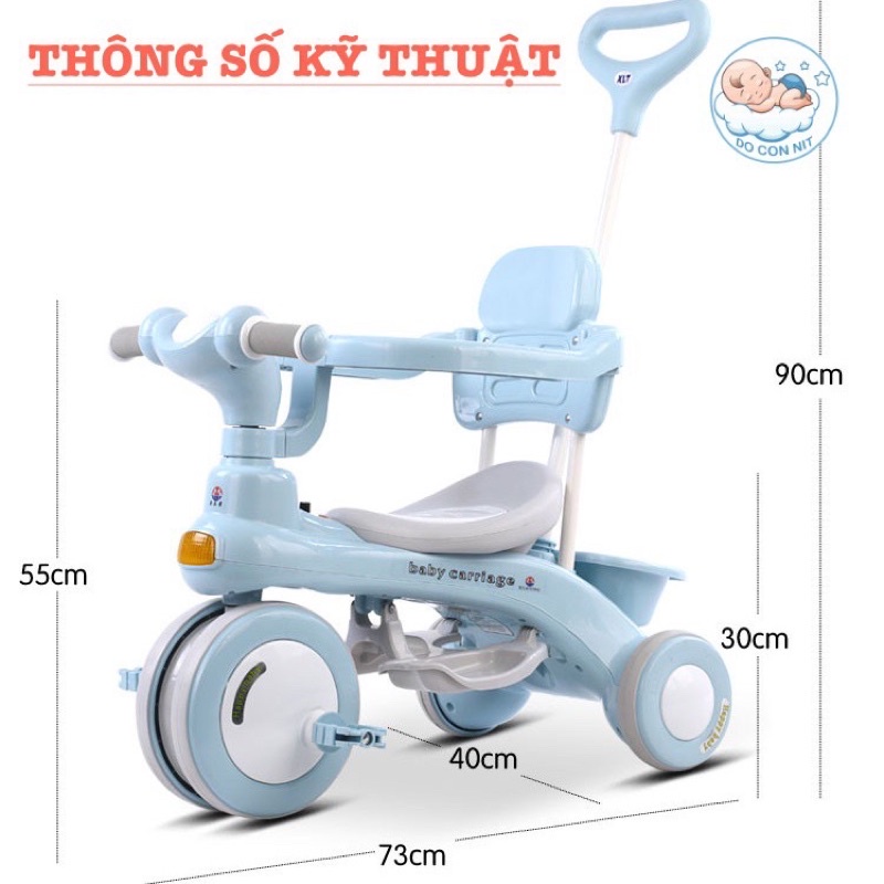 XE ĐẨY CHO BÉ KIÊM XE CHÒI CHÂN, XE ĐẠP 3 BÁNH 618 CÓ NHẠC, CÓ KHUNG BẢO VỆ CHO BÉ