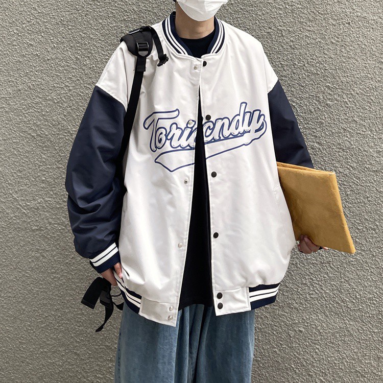 Áo Khoác Bóng Chày Dáng Rộng In Chữ Thời Trang Cho Cặp Đôi