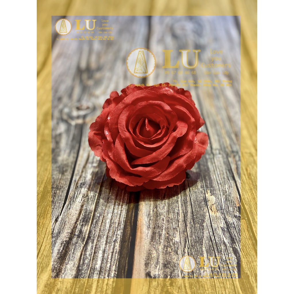 Hoa hồng lụa cao cấp 10cm, trang trí oản giỏ hoa quà | LU