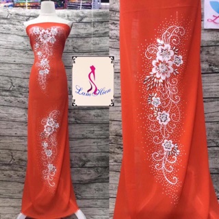 Vải áo dài kết cườm