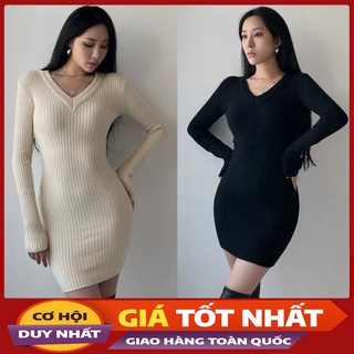 Váy Len Nữ Body,Váy Len Cổ Tim DángDài Trùm Mông Hàng Quảng Châu M6010- Violet