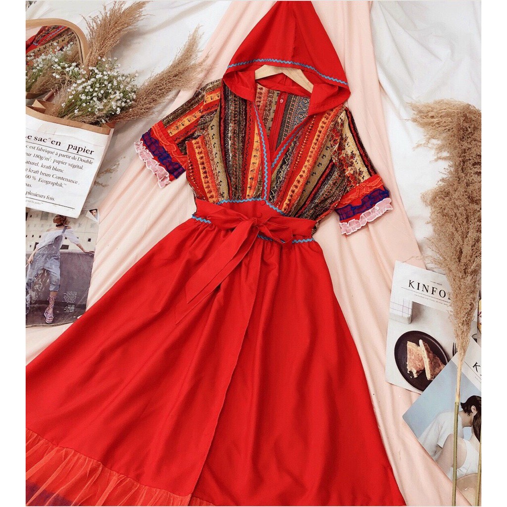 ĐẦM MAXI KÈM NÓN SỐNG ẢO