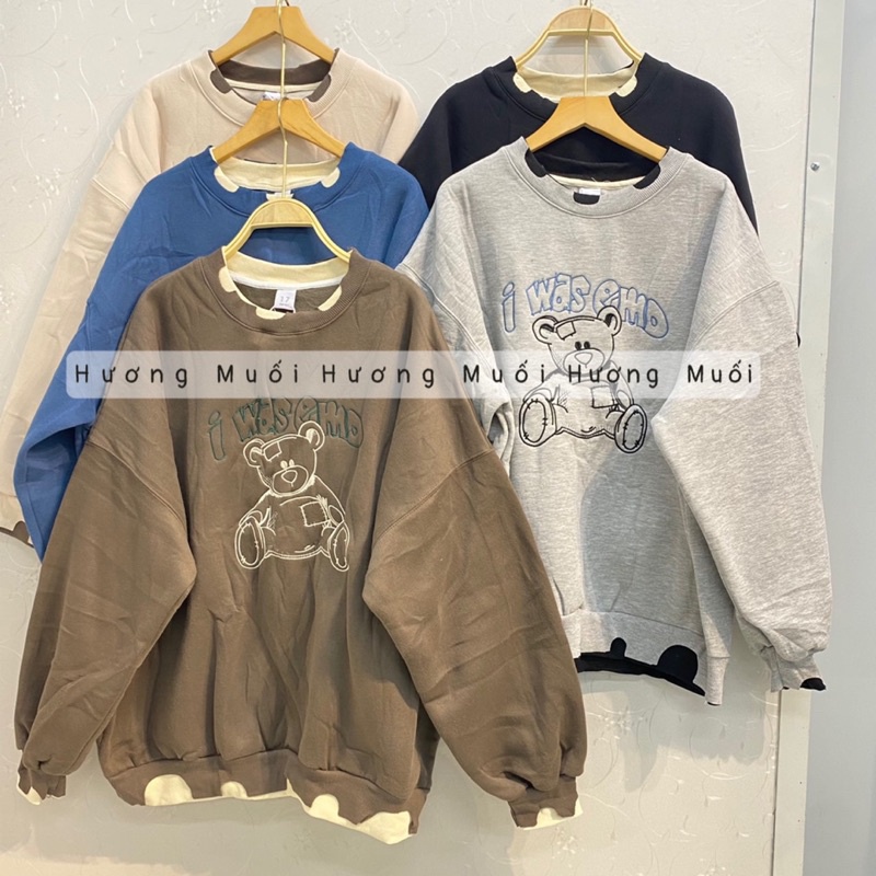 Áo nỉ sweater hình chú gấu - nỉ bông dày dặn