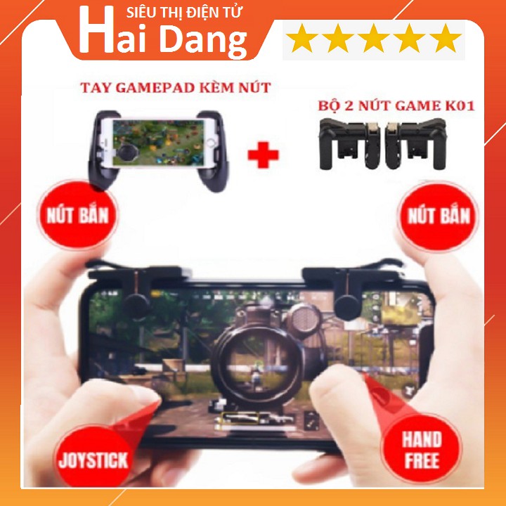 Combo Tay Cầm Chơi Game Liên Quân PUBG ROS Và Bộ 2 Nút Bấm Hỗ Trợ Chơi PUBG K01