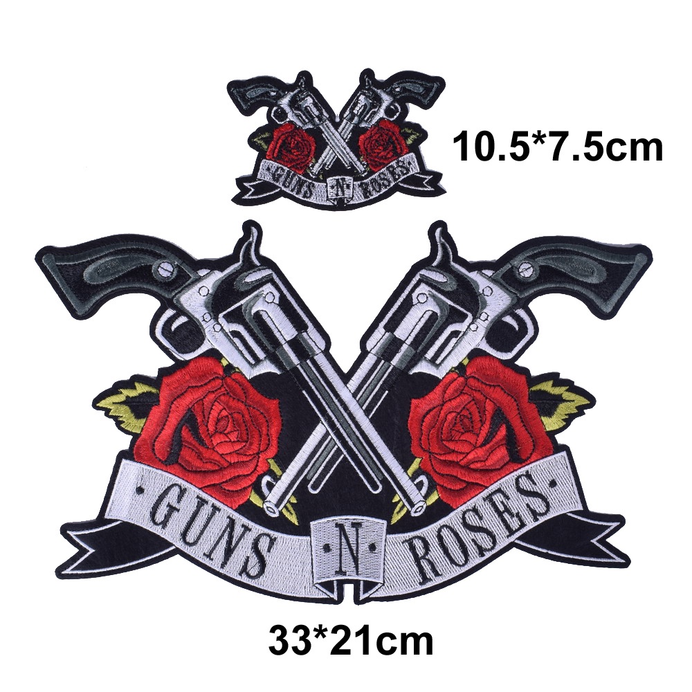 Miếng Vá Ủi Quần Áo Thêu Hình Nhóm Nhạc Rock Roses Màu Đen DIY