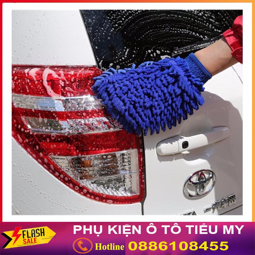 Găng tay rửa xe lau chùi ô tô loại dày dặn 2 mặt bông - găng tay san hô