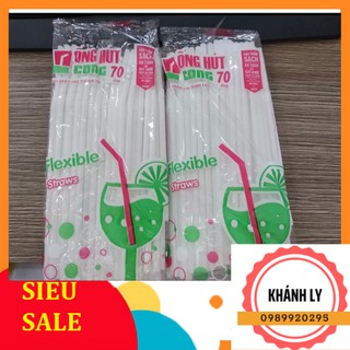 Ống hút nhựa trắng cong gập phi 5