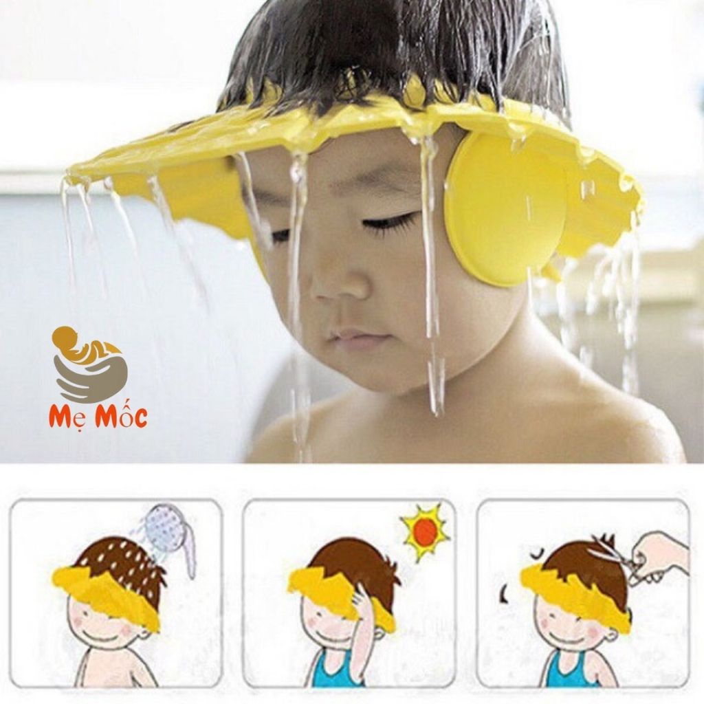 Mũ Gội Đầu Chắn Nước Có Bịt Tai Siêu Dễ Thương Cho Bé Shop Mẹ Mốc ,MGD
