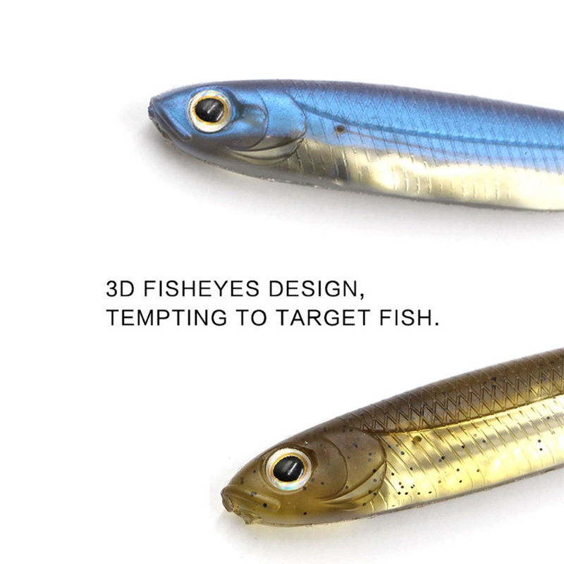 QQ Bộ 5 Mồi Câu Cá Mềm Hình Chữ T Bằng Nhựa Chất Lượng Cao