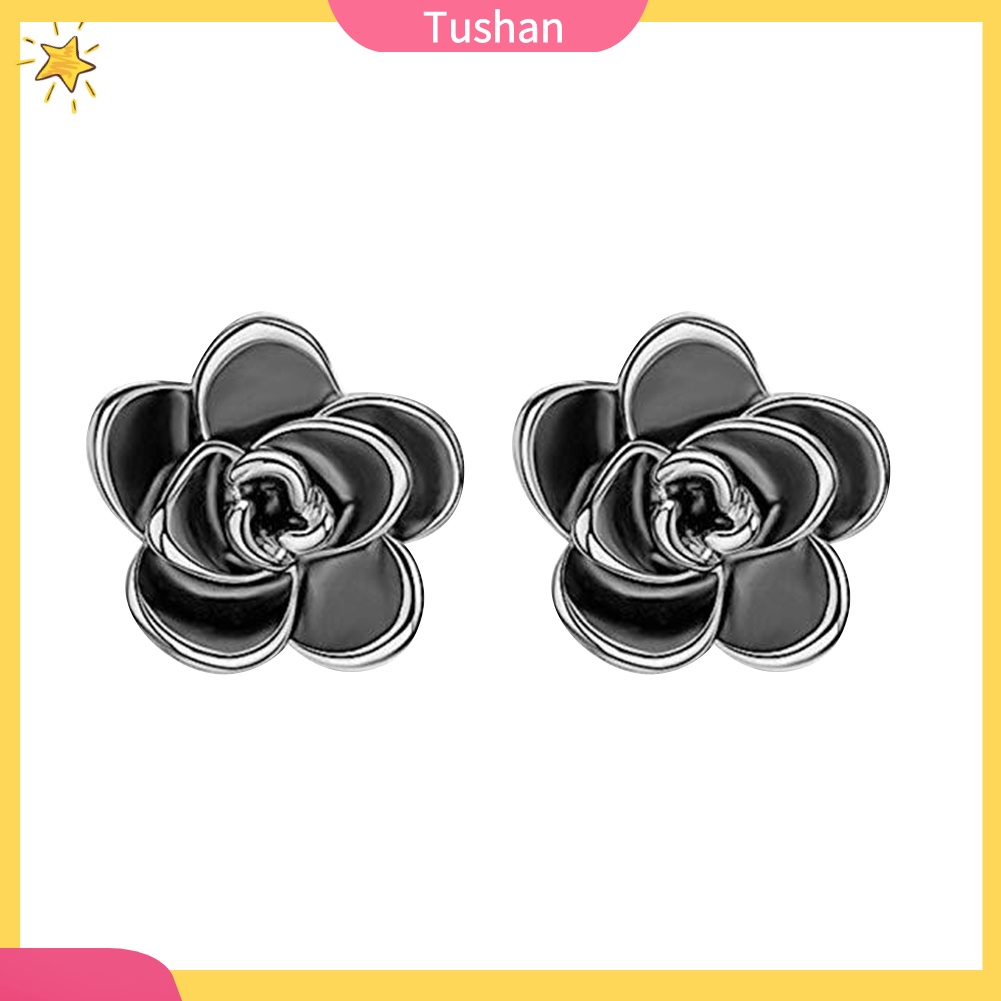 TUSH Elegant Women Rose Flower Pendant Earrings Ear Stud Party Banquet Jewelry Gift