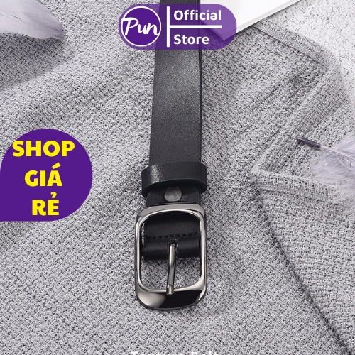 Thắt Lưng Unisex Dây Nịt Lưng Da Bò ForD Thật PUN Màu Đen Đẹp Nam Nữ Phong Cách Hàn Quốc Cao Cấp