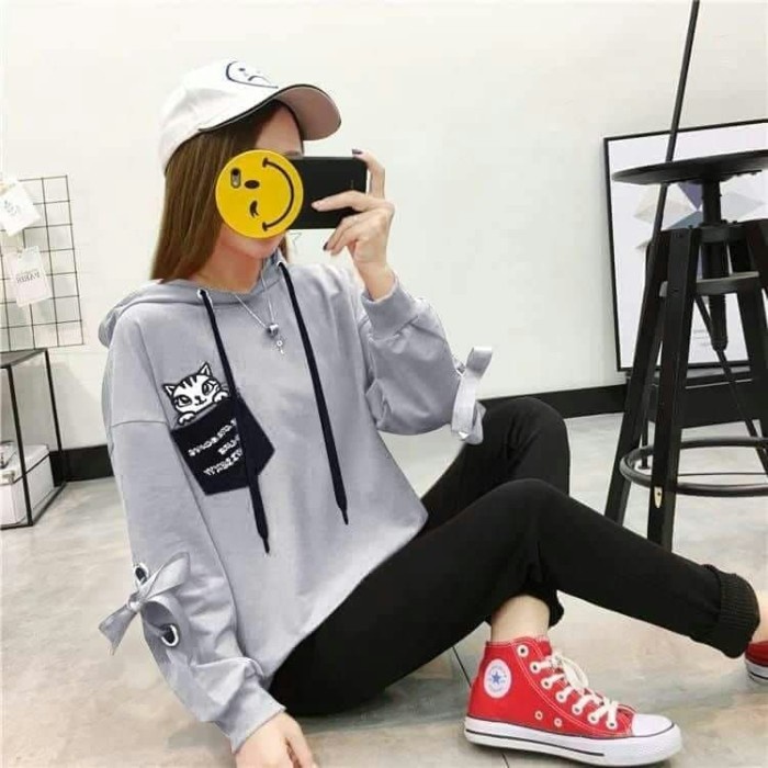 ♛ 6.6♛ Áo Sweater dài tay họa tiết chữ My Yoyouyo | Thuyết trình | Áo Sweater Hàn Quốc SW594 Cubby Cat Ash Hodie | BigBuy360 - bigbuy360.vn