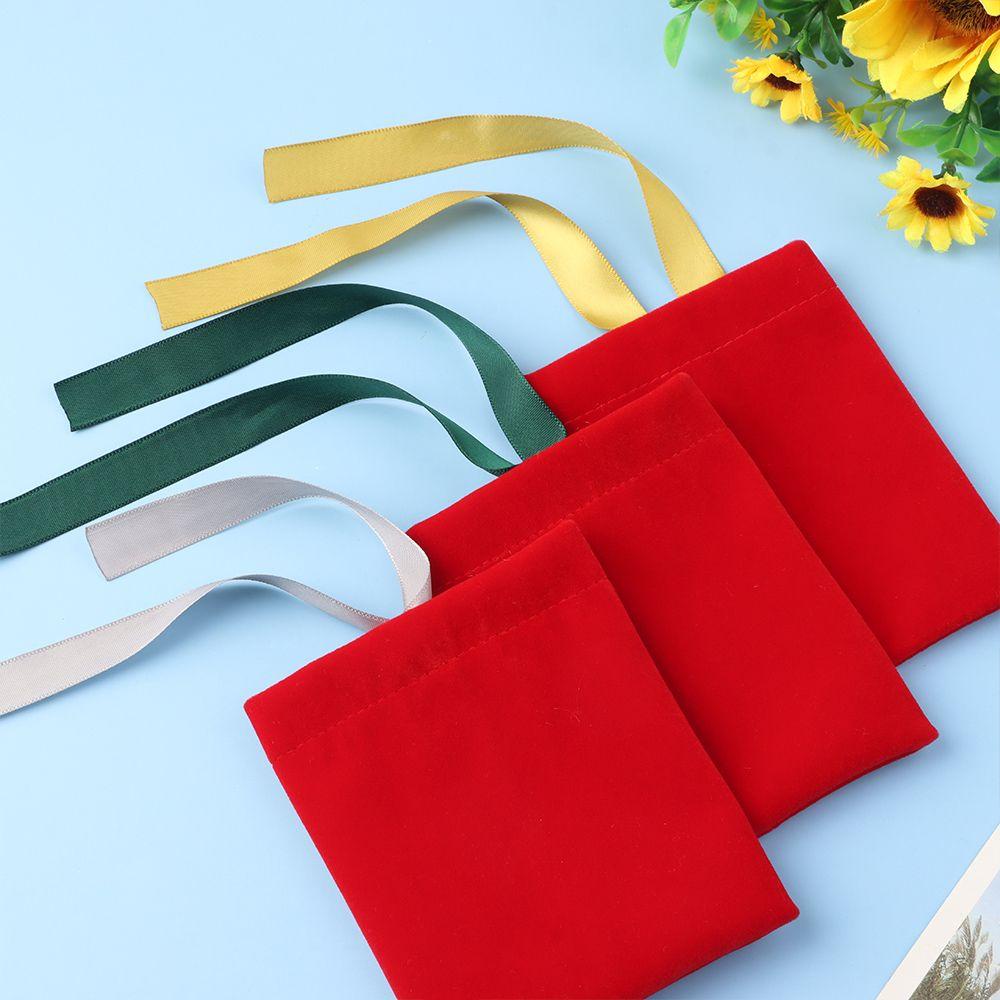 Túi Đựng Quà Bằng Vải Nhung Phối Ruy Băng