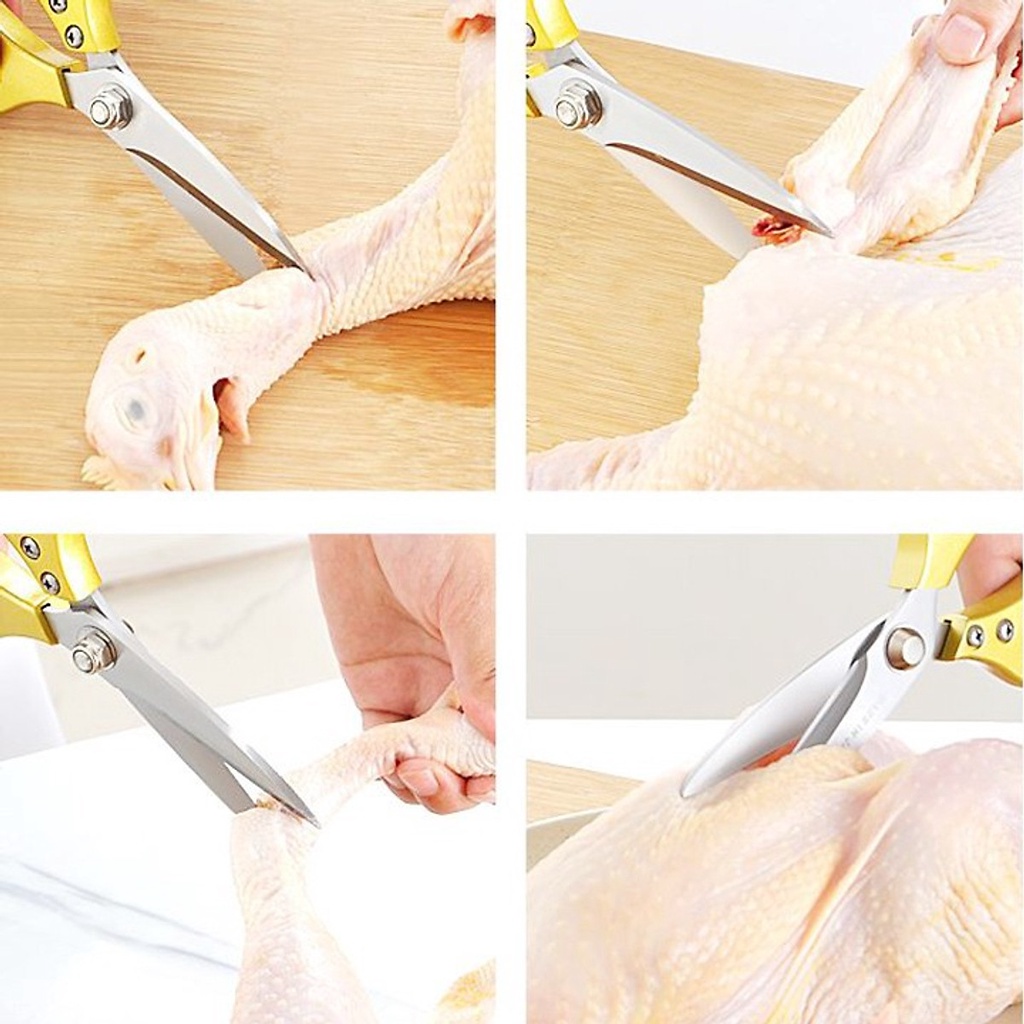 Kéo cắt gà bằng thép không gỉ SK5 công nghệ Nhật Bản - cắt vịt, cắt thịt các loại