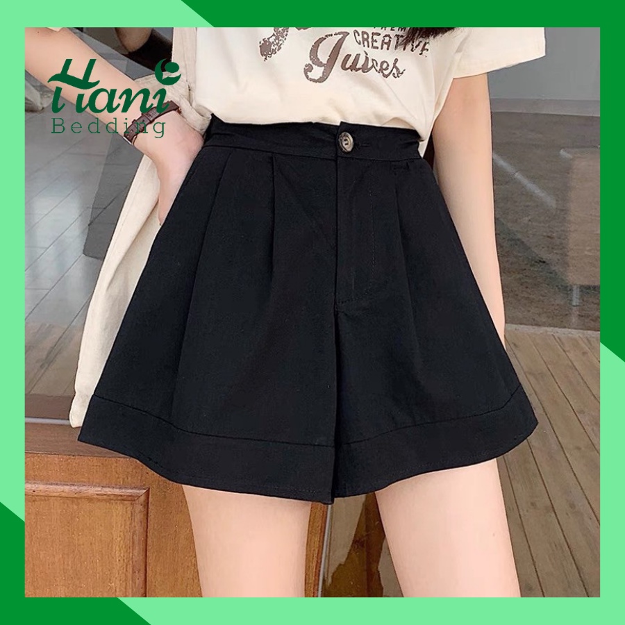 Quần đùi nữ ống rộng mùa hè lưng cao kiểu dáng sooc ulzzang, quần short đũi nữ cạp chun siêu mát KH002