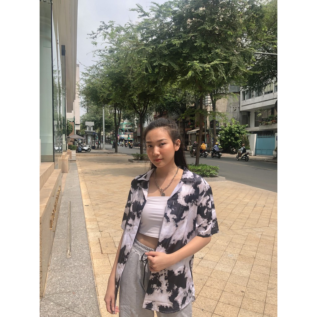 Áo Sơ Mi Họa Tiết Whitesky SGES Vải Lụa Thoáng Mát Unisex