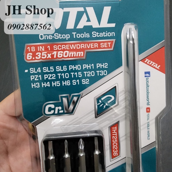 Bộ tuốc nơ vít đa năng 18 chi tiết Total THT250236