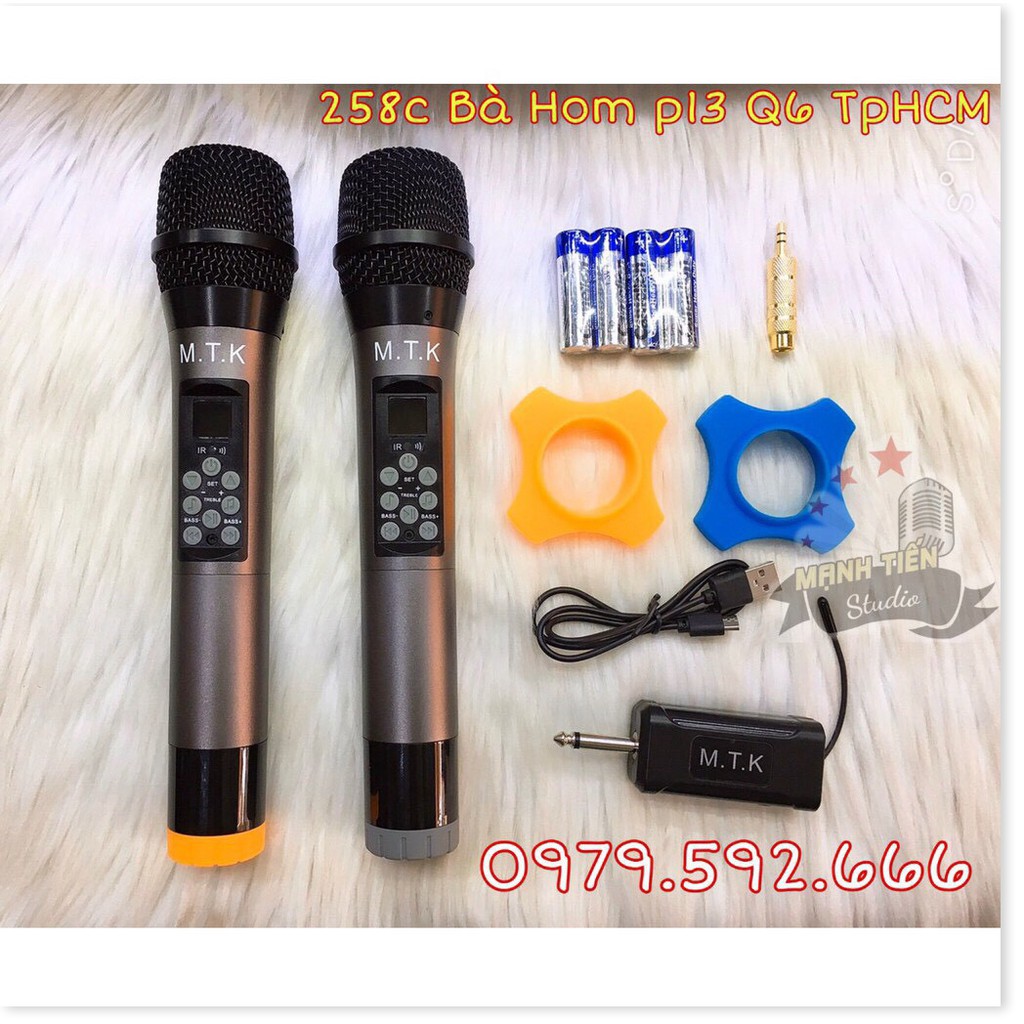 Micro không dây MTK chuyên hát karaoke gia đình, micro oto, thu âm livestream, tùy chỉnh Bass,Treble trên thân mic