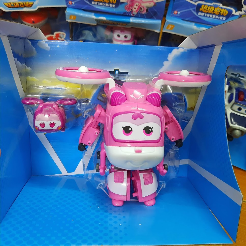 Mô hình super wings bộ máy bay Dizzy cỡ lớn và thú cưng đồ chơi trẻ em bằng nhựa