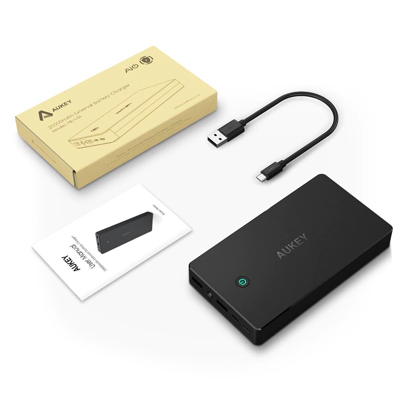 Pin sạc dự phòng Aukey PB-N36 20000mAh 2 cổng input/output (Đen) - Phụ Kiện 1986