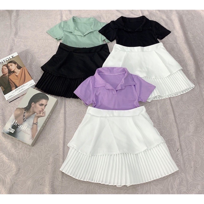 Áo croptop ôm body cổ bẻ trơn cực xinh , chát thun bozip mềm mịn