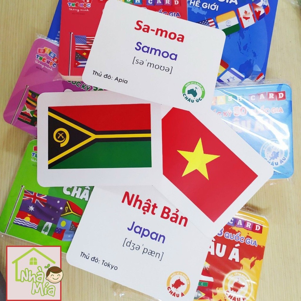 Bộ thẻ Flashcard song ngữ quốc kỳ các nước trên thế giới