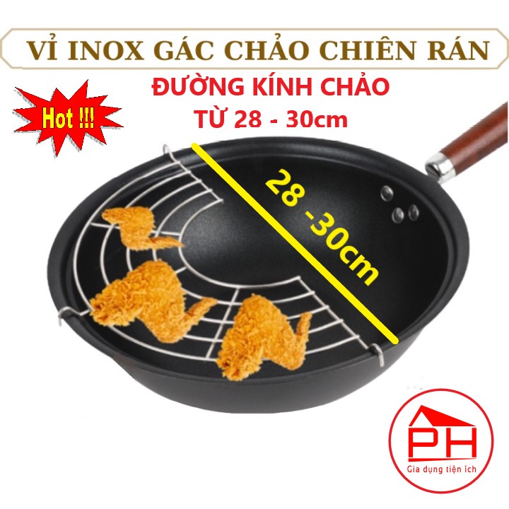 Vỉ gác chảo inox ráo dầu chiên rán  - Gia dụng Phước Hòa