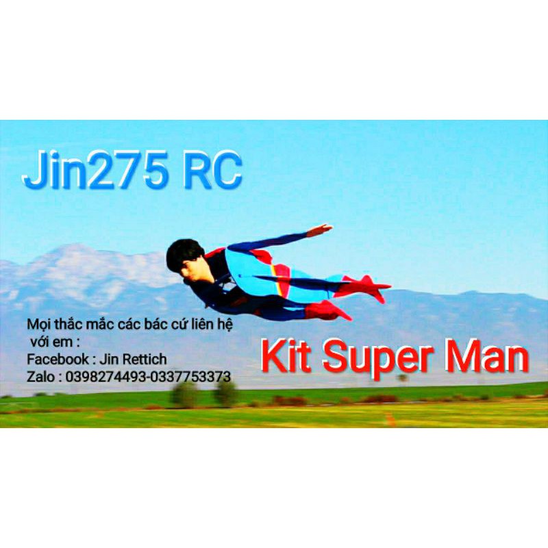 Kit máy bay Super Man flat xốp dẻo dài 90cm-1m30-1m70 (đầy đủ linh kiện)