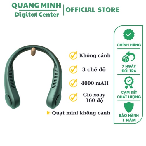 Quạt đeo cổ mini tích điện không cánh tiện lợi sử dụng liên tục 16 giờ, kiểu dáng thể thao, thời trang