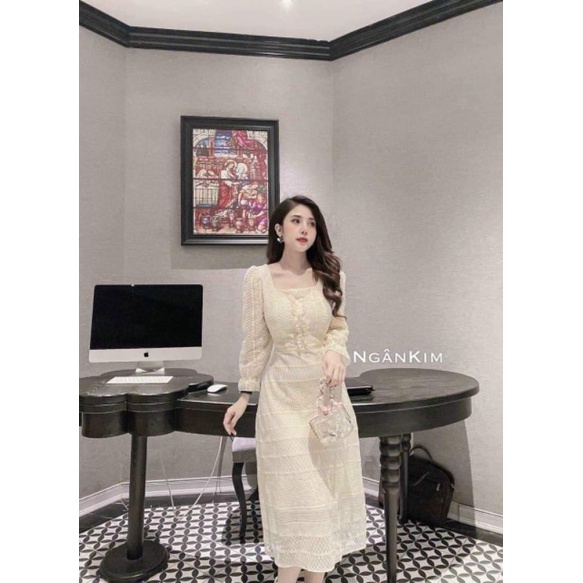Vải ren hoa kem