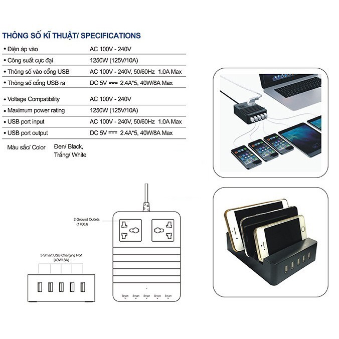 Ổ cắm SẠC đa năng LIOA / REMAX / Rạng Đông- Sạc Laptop, Điện thoại, IPAD Chính Hãng