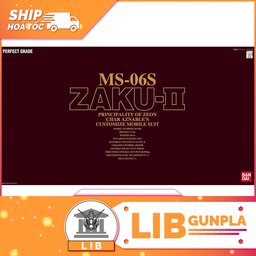 Mô hình lắp ráp Bandai Gundam PG 1/60 Zaku 2 - Char Custom