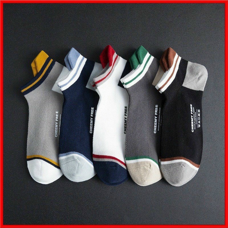 Combo5-10 Tất nam cổ ngắn, thấm hút mồ hôi, thoáng khí chống hôi chân, kiểu dáng trẻ trung năng động
