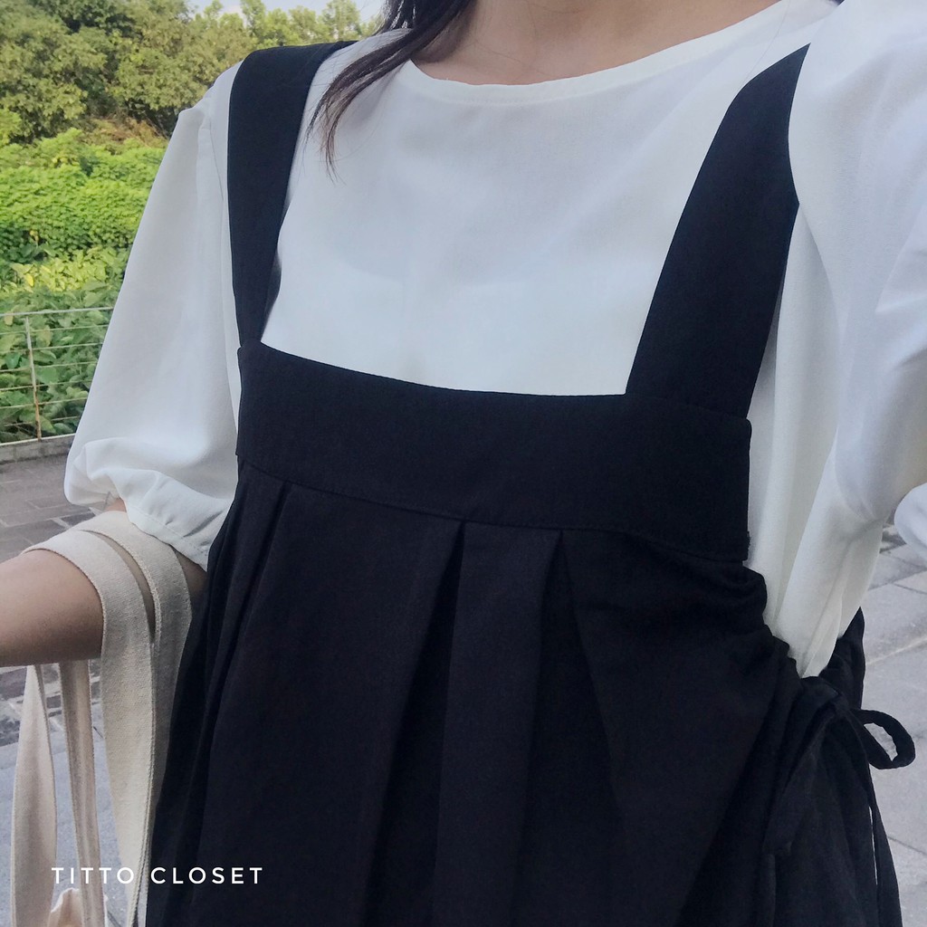 Set Yếm Dài + Áo Tay Bồng Ulzzang - Doris Set - Ảnh Thật - Titto Closet