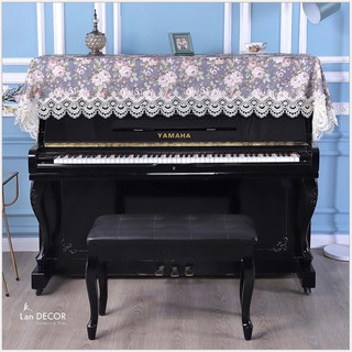 Landecor -  Phủ đàn piano hoa hồng viền ren - PĐ006