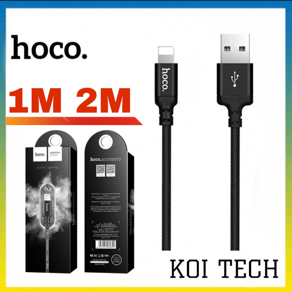 Cáp sạc iphone hoco x14 bọc dù - dây sạc ip lightning dài 1m 2m - vienthonghn