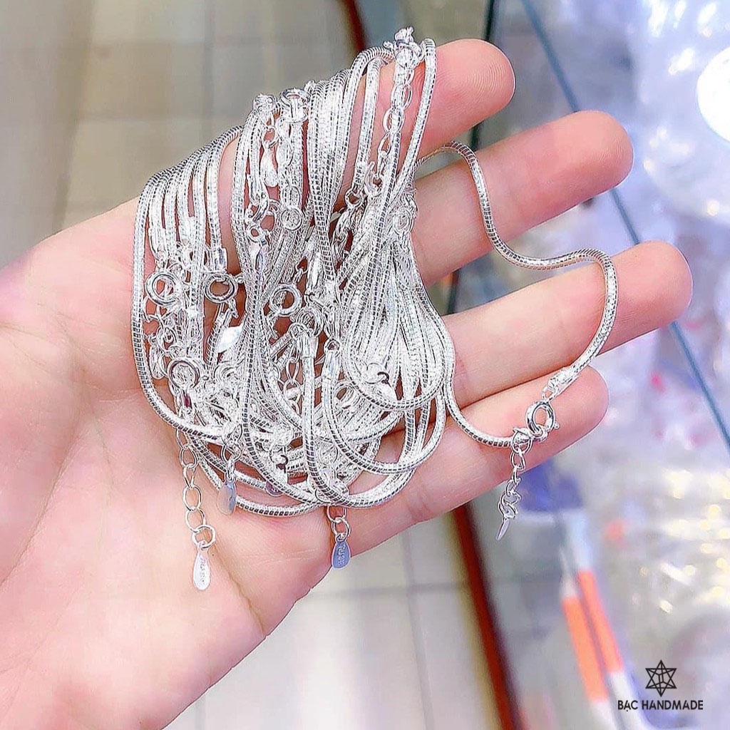 Lắc tay Bạc Handmade.Vòng tay mì trơn bạc nguyên chất-Bạc Handmade