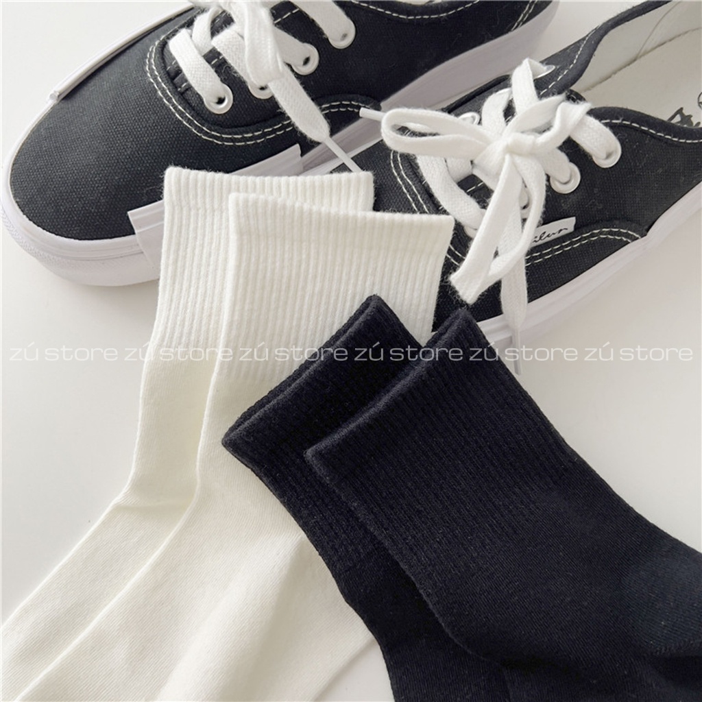 Vớ cổ trung trắng đen