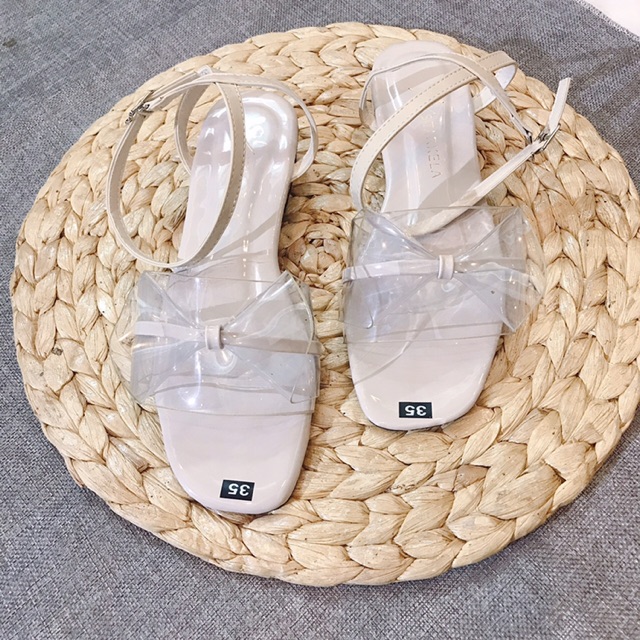 [Kho sỉ giày dép nữ] GIÀY SANDAL NỮ QUAI TRONG NƠ GÓT 2p SIÊU ĐIỆU ĐÀ NỮ TÍNH