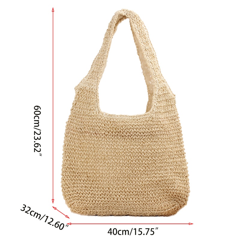 QQ Túi Tote Đeo Vai Bằng Sợi Mây Dệt Tay Phong Cách Đi Biển Đơn Giản Dành Cho Nữ