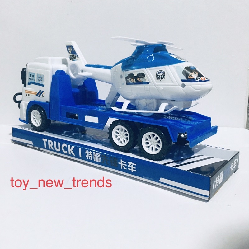 Đồ chơi ô tô, xe police chở máy bay .Xe chạy lực đà, kích thước 26cm x 6cm