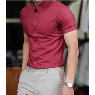 Sơ mi ZARA MAN cộc tay nam trơn chất lụa mềm dáng ôm nhẹ cho nhiều lứa tuổi