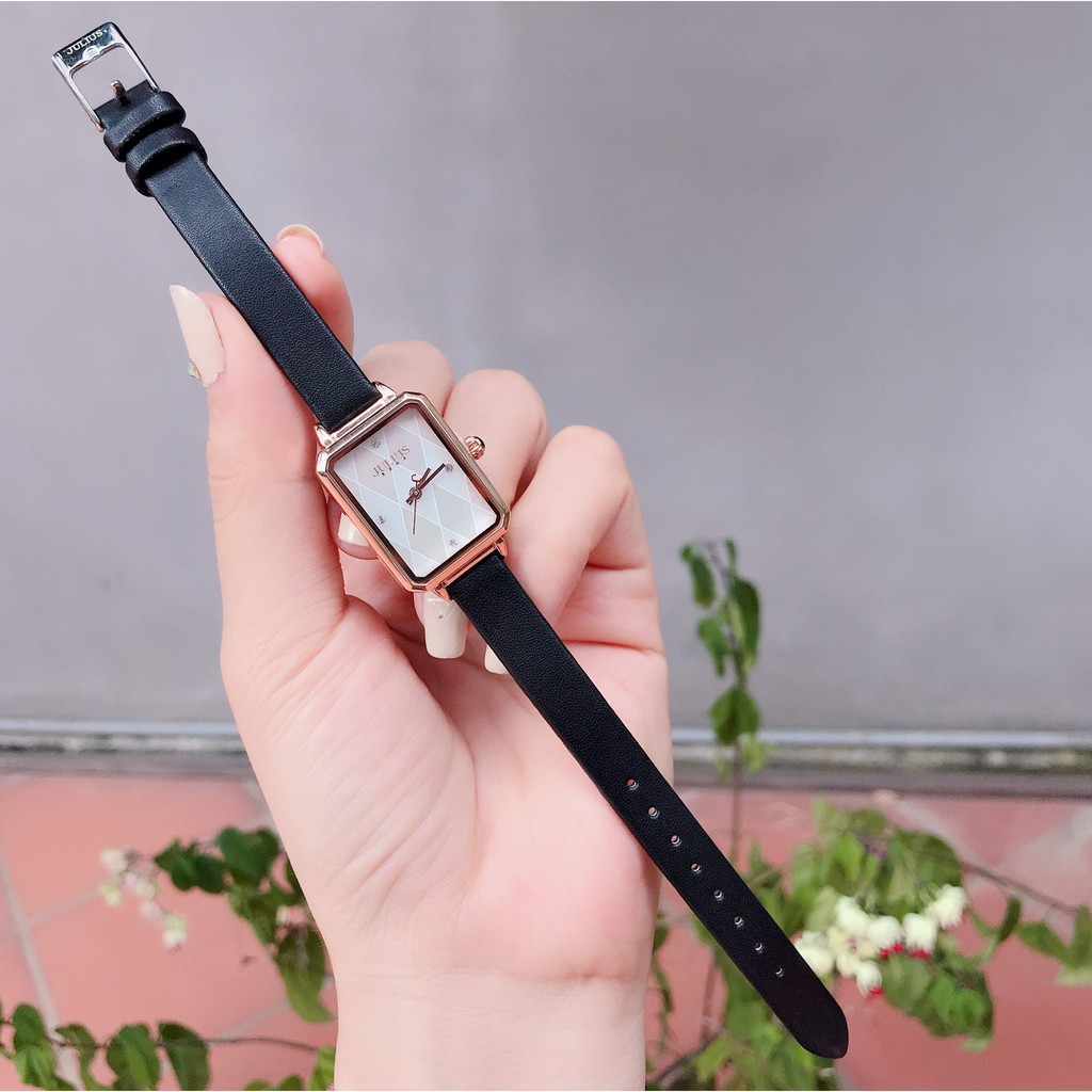 Julius Official | Đồng hồ nữ Julius JA-1280 dây da + tặng dây thép