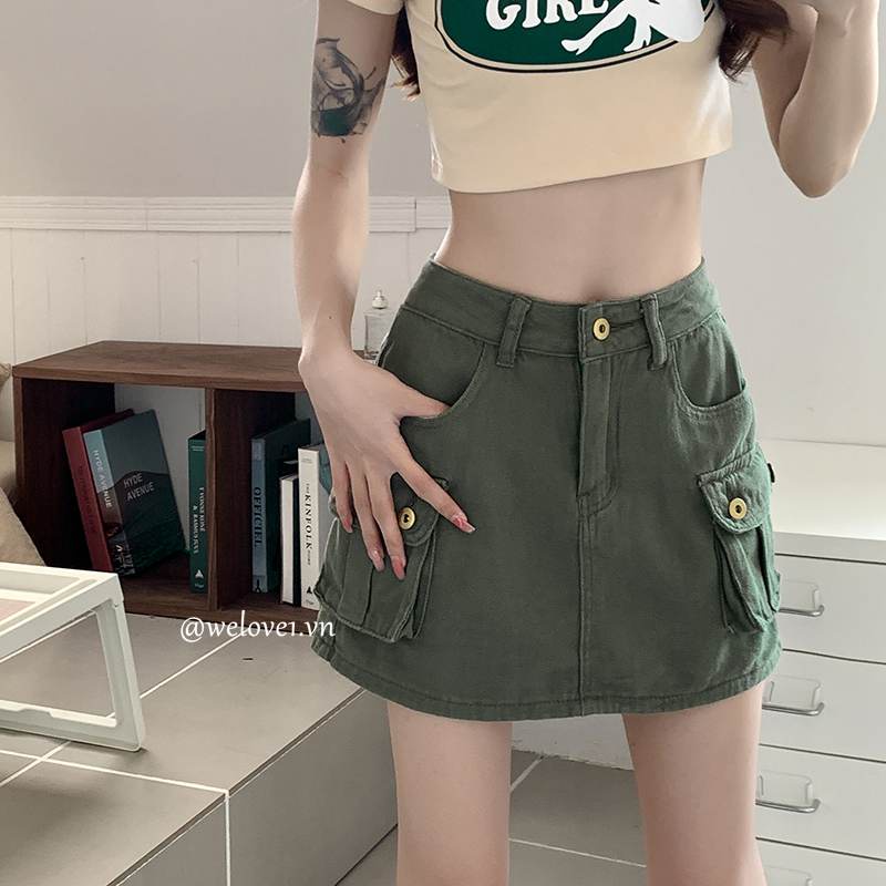 Chân váy jean Chữ A Lưng Cao Thời Trang Mùa Hè Phong Cách Hàn Quốc Cho Nữ